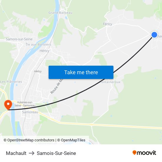 Machault to Samois-Sur-Seine map