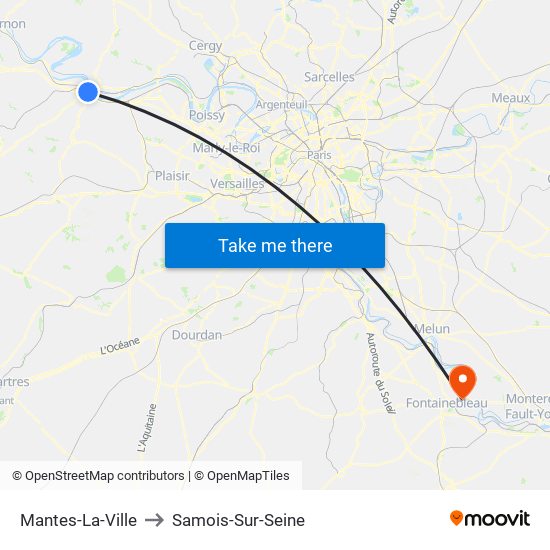 Mantes-La-Ville to Samois-Sur-Seine map