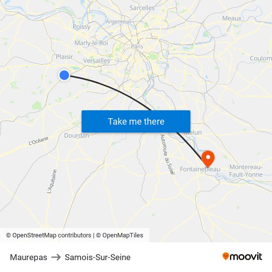 Maurepas to Samois-Sur-Seine map