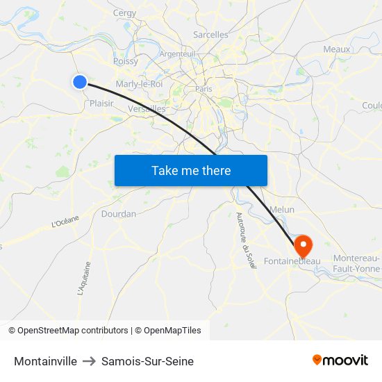 Montainville to Samois-Sur-Seine map