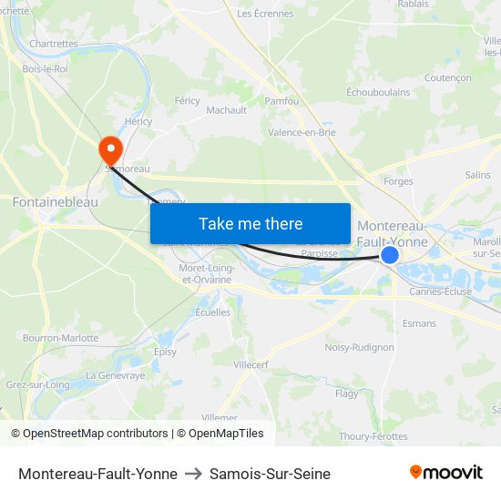 Montereau-Fault-Yonne to Samois-Sur-Seine map