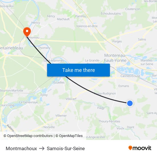 Montmachoux to Samois-Sur-Seine map