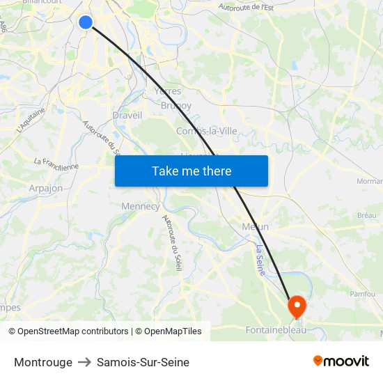 Montrouge to Samois-Sur-Seine map