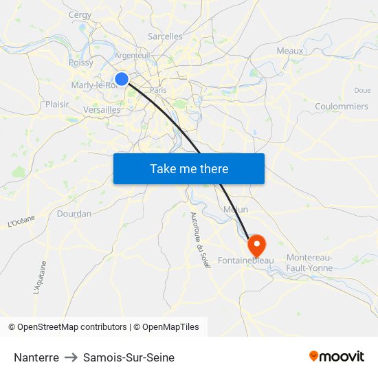 Nanterre to Samois-Sur-Seine map