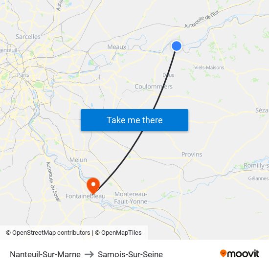 Nanteuil-Sur-Marne to Samois-Sur-Seine map