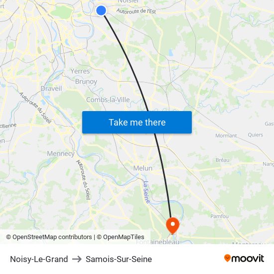 Noisy-Le-Grand to Samois-Sur-Seine map