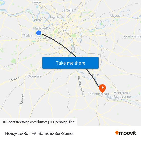 Noisy-Le-Roi to Samois-Sur-Seine map