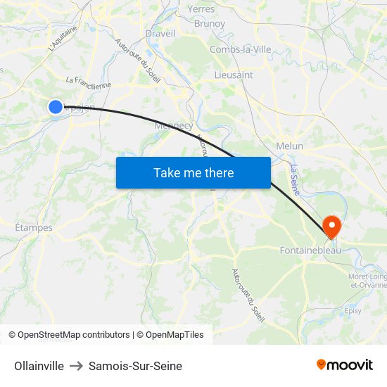 Ollainville to Samois-Sur-Seine map