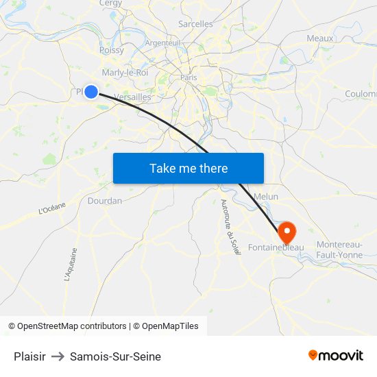 Plaisir to Samois-Sur-Seine map