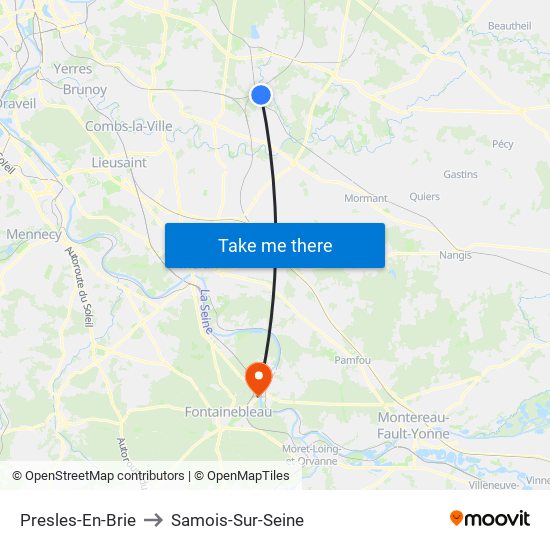 Presles-En-Brie to Samois-Sur-Seine map