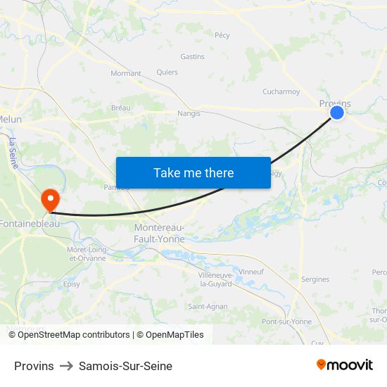 Provins to Samois-Sur-Seine map