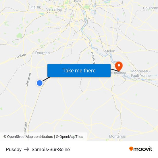 Pussay to Samois-Sur-Seine map