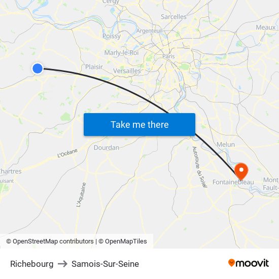 Richebourg to Samois-Sur-Seine map