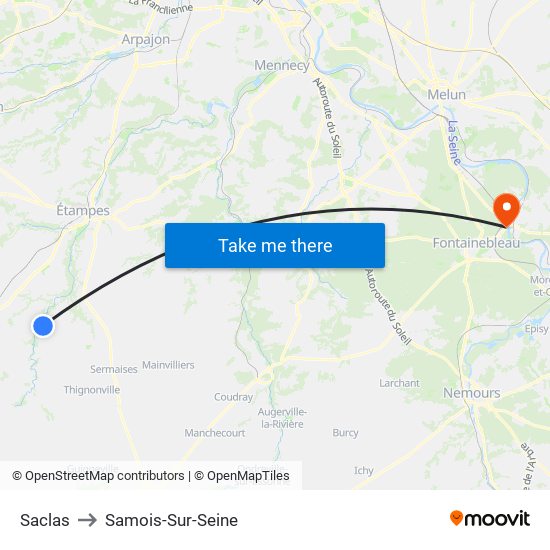 Saclas to Samois-Sur-Seine map