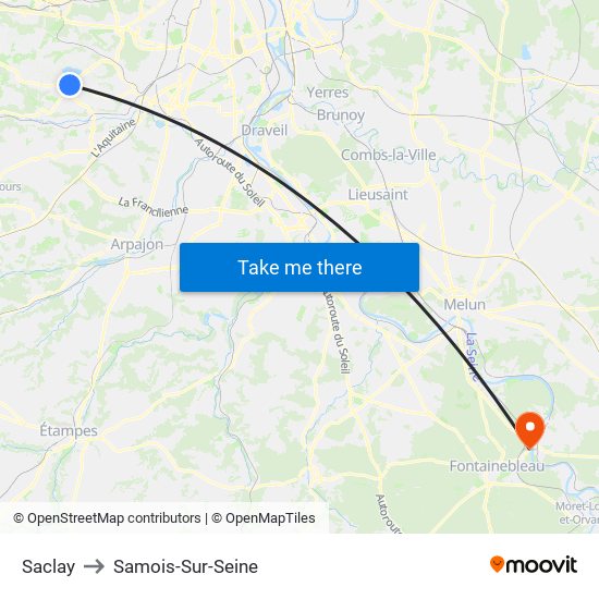 Saclay to Samois-Sur-Seine map