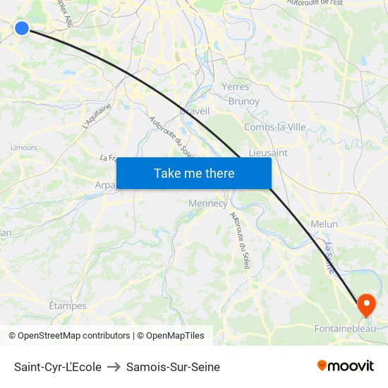 Saint-Cyr-L'Ecole to Samois-Sur-Seine map