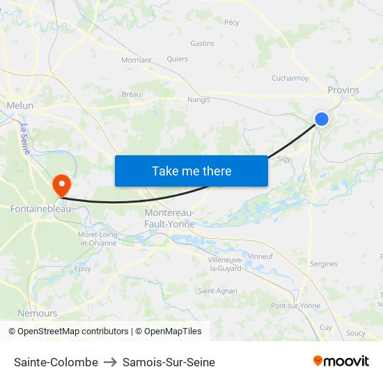 Sainte-Colombe to Samois-Sur-Seine map