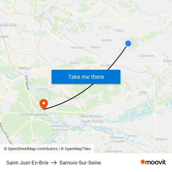 Saint-Just-En-Brie to Samois-Sur-Seine map