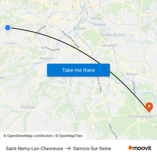 Saint-Remy-Les-Chevreuse to Samois-Sur-Seine map