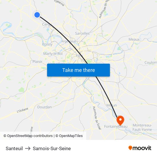 Santeuil to Samois-Sur-Seine map