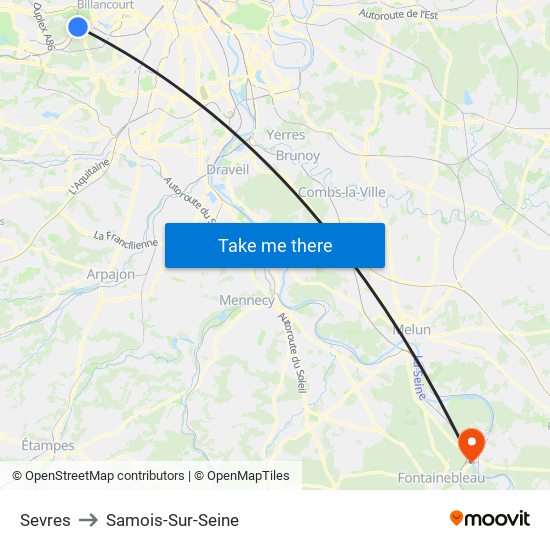 Sevres to Samois-Sur-Seine map