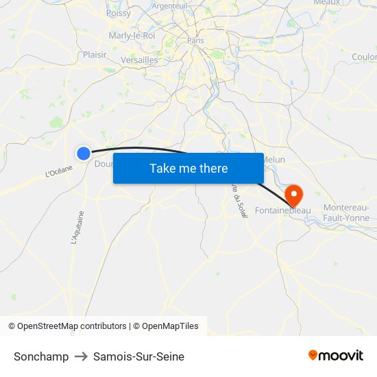 Sonchamp to Samois-Sur-Seine map