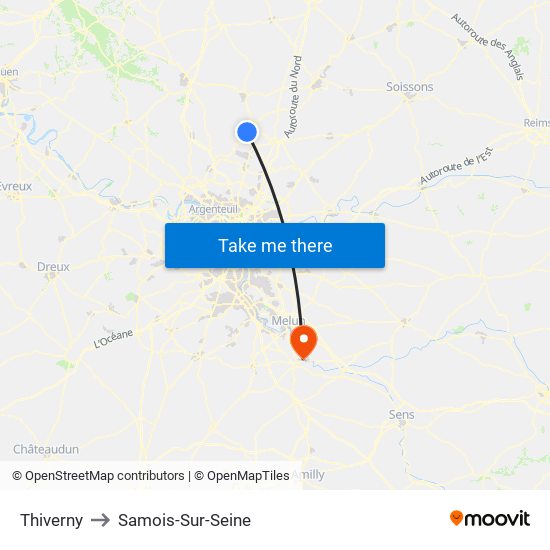 Thiverny to Samois-Sur-Seine map