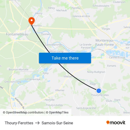 Thoury-Ferottes to Samois-Sur-Seine map