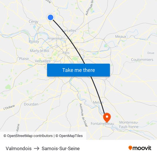 Valmondois to Samois-Sur-Seine map