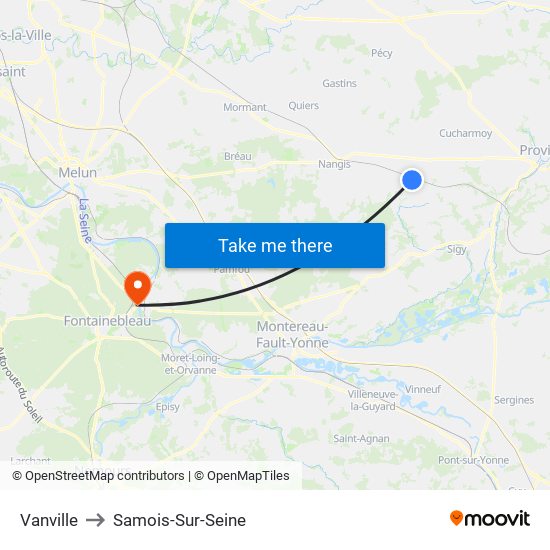 Vanville to Samois-Sur-Seine map