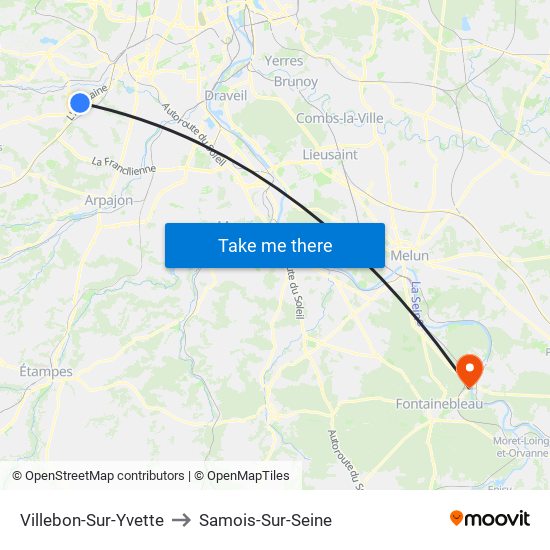 Villebon-Sur-Yvette to Samois-Sur-Seine map