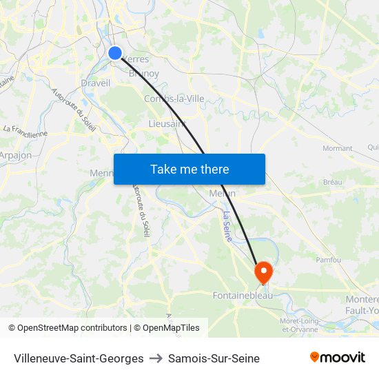 Villeneuve-Saint-Georges to Samois-Sur-Seine map