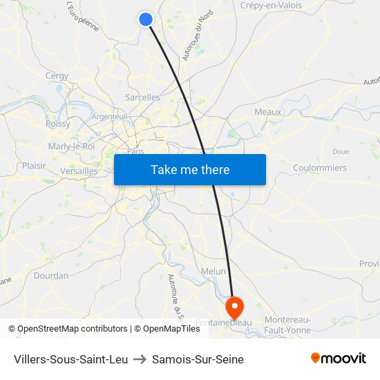 Villers-Sous-Saint-Leu to Samois-Sur-Seine map