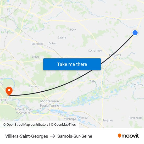 Villiers-Saint-Georges to Samois-Sur-Seine map