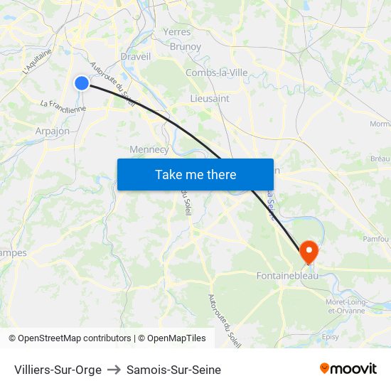 Villiers-Sur-Orge to Samois-Sur-Seine map