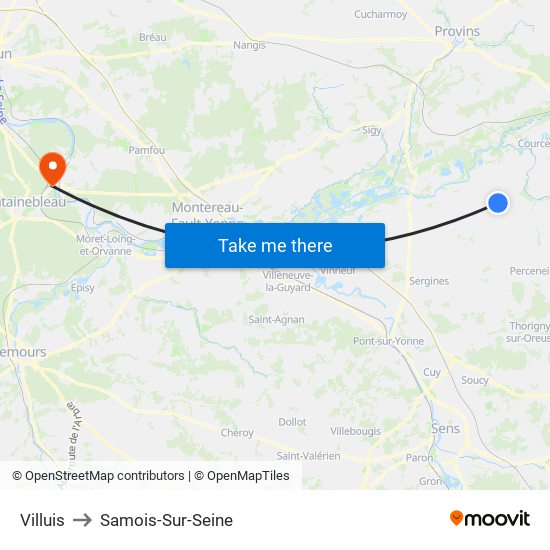 Villuis to Samois-Sur-Seine map