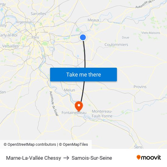 Marne-La-Vallée Chessy to Samois-Sur-Seine map