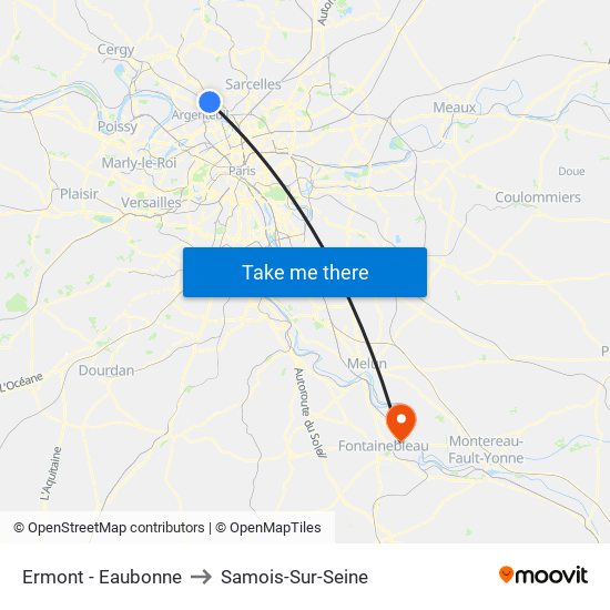 Ermont - Eaubonne to Samois-Sur-Seine map