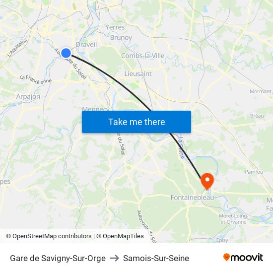 Gare de Savigny-Sur-Orge to Samois-Sur-Seine map