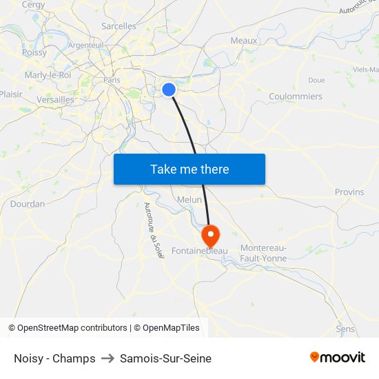 Noisy - Champs to Samois-Sur-Seine map