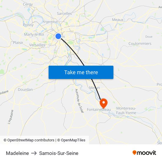 Madeleine to Samois-Sur-Seine map