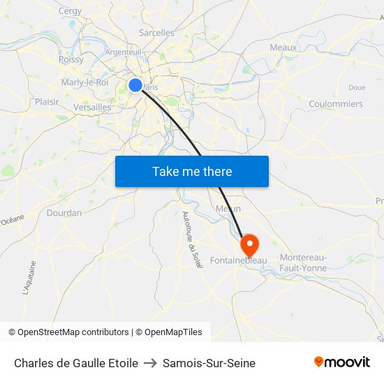 Charles de Gaulle Etoile to Samois-Sur-Seine map