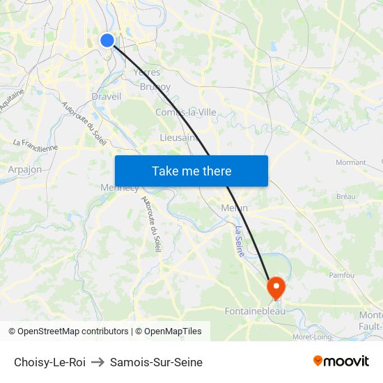 Choisy-Le-Roi to Samois-Sur-Seine map