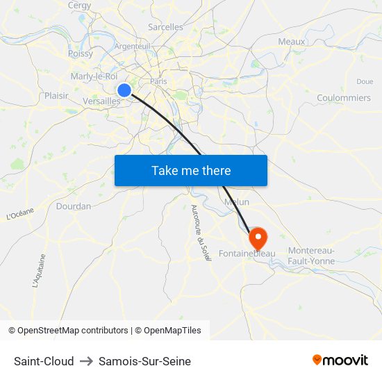Saint-Cloud to Samois-Sur-Seine map