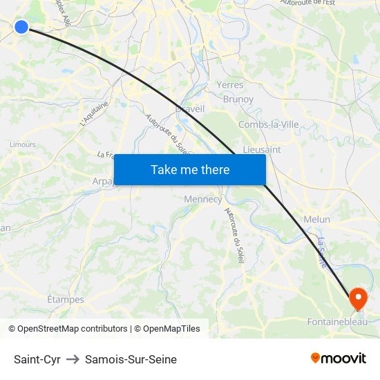 Saint-Cyr to Samois-Sur-Seine map