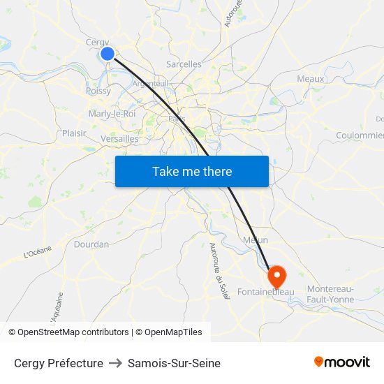 Cergy Préfecture to Samois-Sur-Seine map