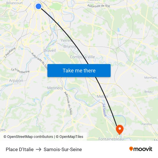 Place D'Italie to Samois-Sur-Seine map