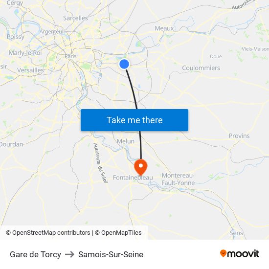 Gare de Torcy to Samois-Sur-Seine map
