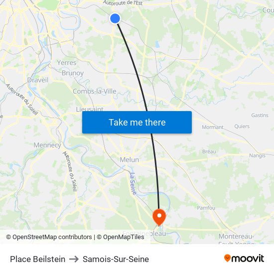 Place Beilstein to Samois-Sur-Seine map