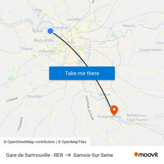 Gare de Sartrouville - RER to Samois-Sur-Seine map